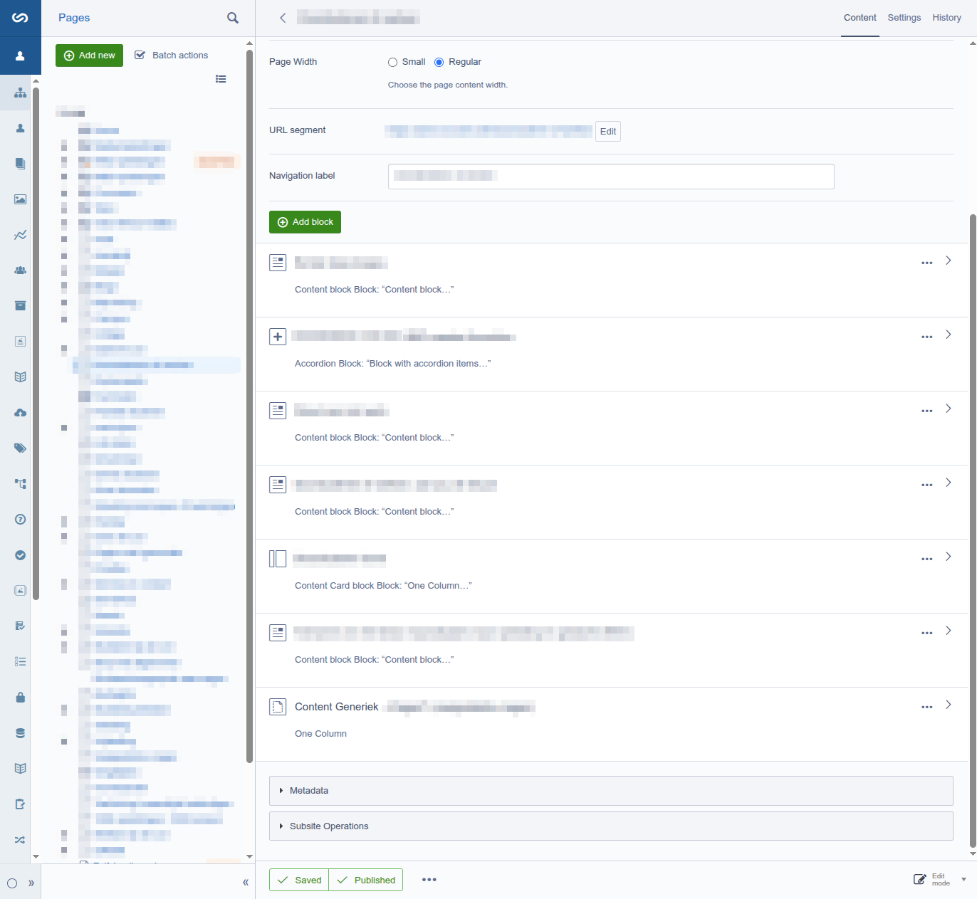 CMS-backend met modulaire page builder
